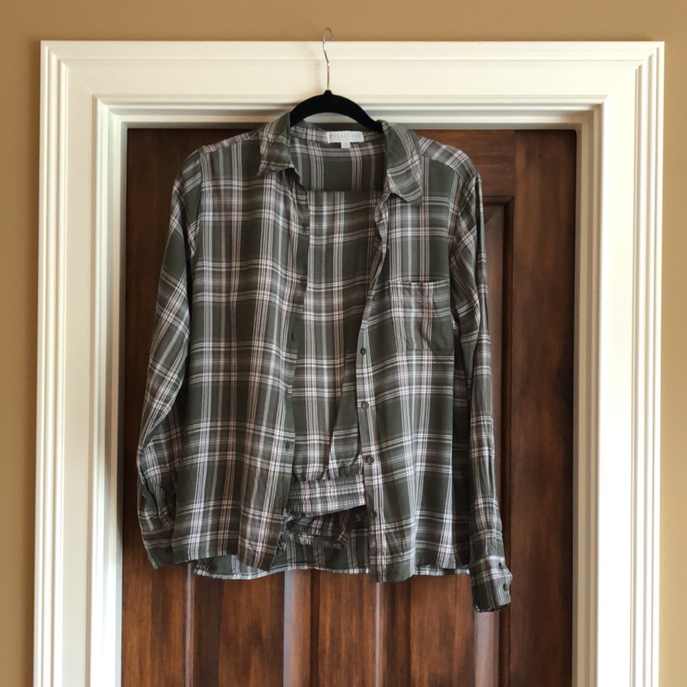 PJ Salvage Green Plaid Pajama Set Size M